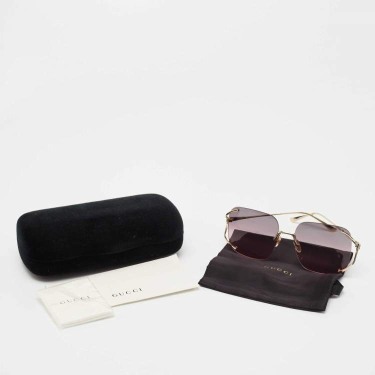 Pre Owned Gucci Pink GG0646S Gradient Square Sunglasses