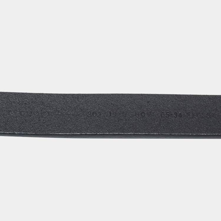 Pre Owned Gucci Black Leather Slim Buckle Belt 85CM