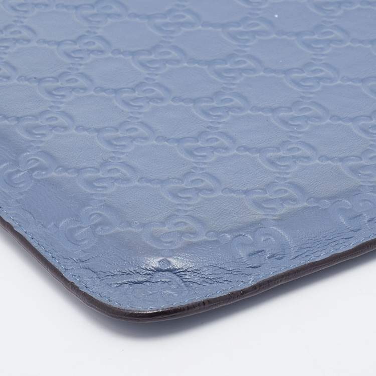 Pre Owned Gucci Blue Guccissima Leather iPad Case