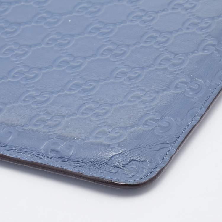 Pre Owned Gucci Blue Guccissima Leather iPad Case