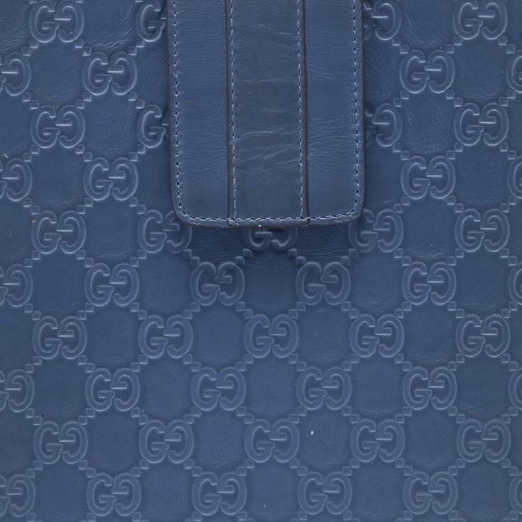 Pre Owned Gucci Blue Guccissima Leather iPad Case