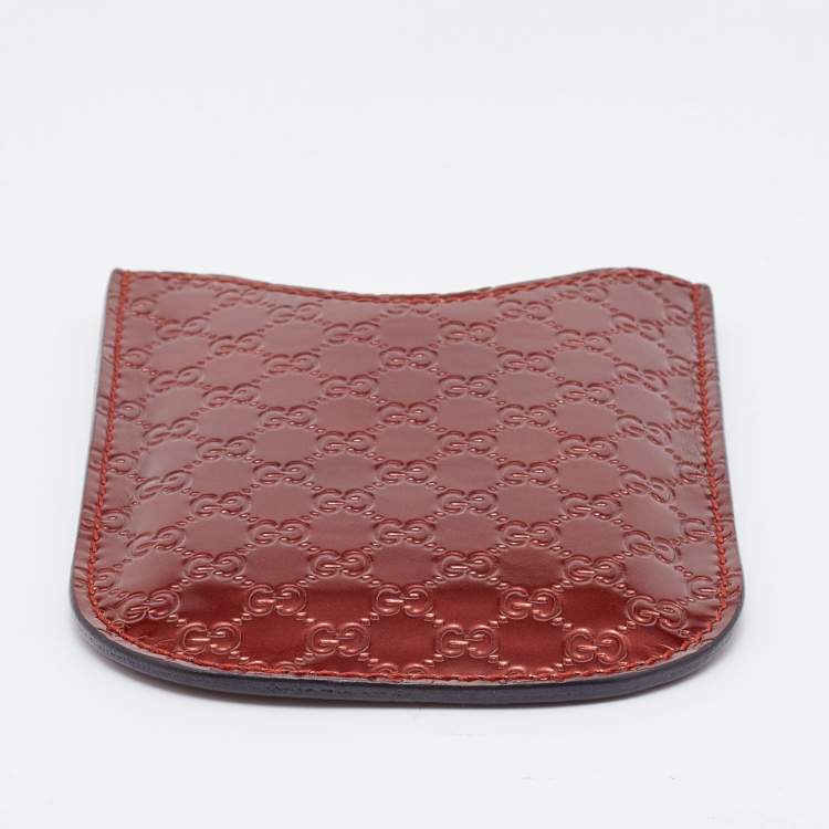 Pre Owned Gucci Rust Orange Microguccissima Patent Leather Blackberry Phone Case