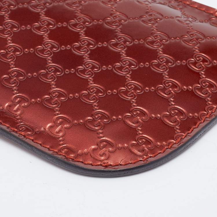 Pre Owned Gucci Rust Orange Microguccissima Patent Leather Blackberry Phone Case