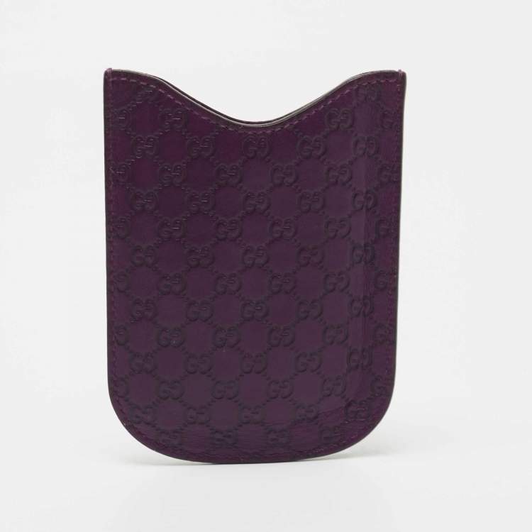Pre Owned Gucci Purple Microguccissima Leather Blackberry Phone Case