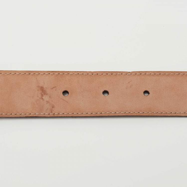 Pre Owned Gucci Dark Brown Leather G Buckle Belt 85CM