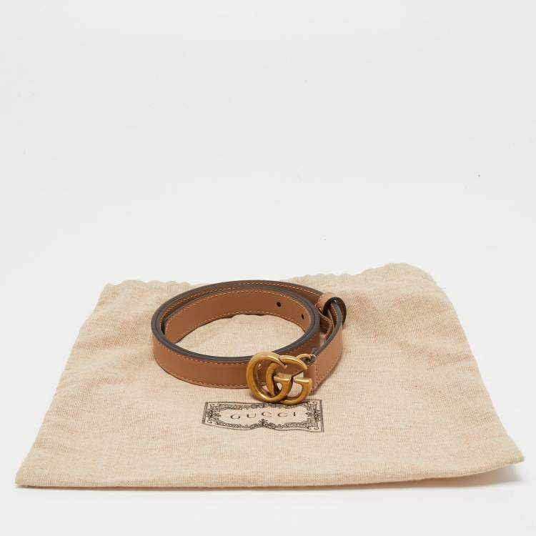 Pre Owned Gucci Beige Leather GG Marmont Waist Belt 75CM
