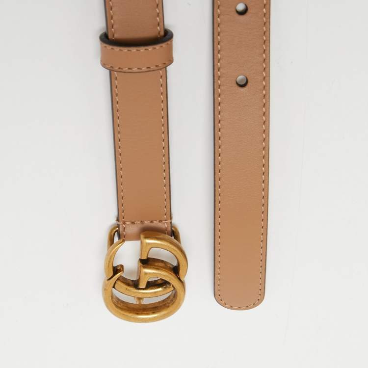 Pre Owned Gucci Beige Leather GG Marmont Waist Belt 75CM