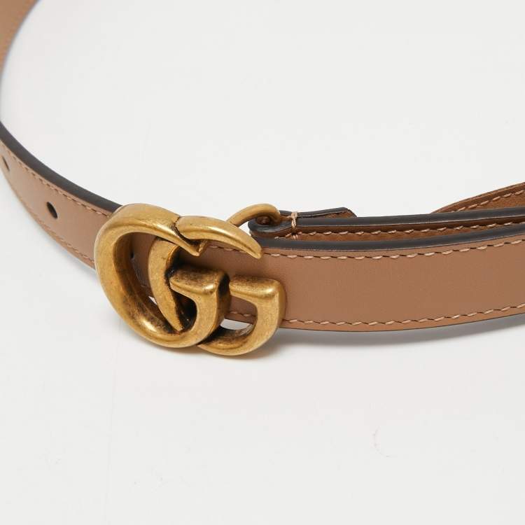 Pre Owned Gucci Beige Leather GG Marmont Waist Belt 75CM