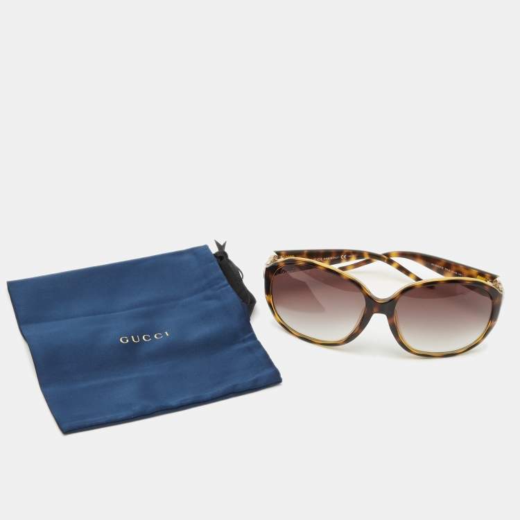 Pre Owned Gucci Brown Tortoise GG3530F/S Oversized Sunglasses