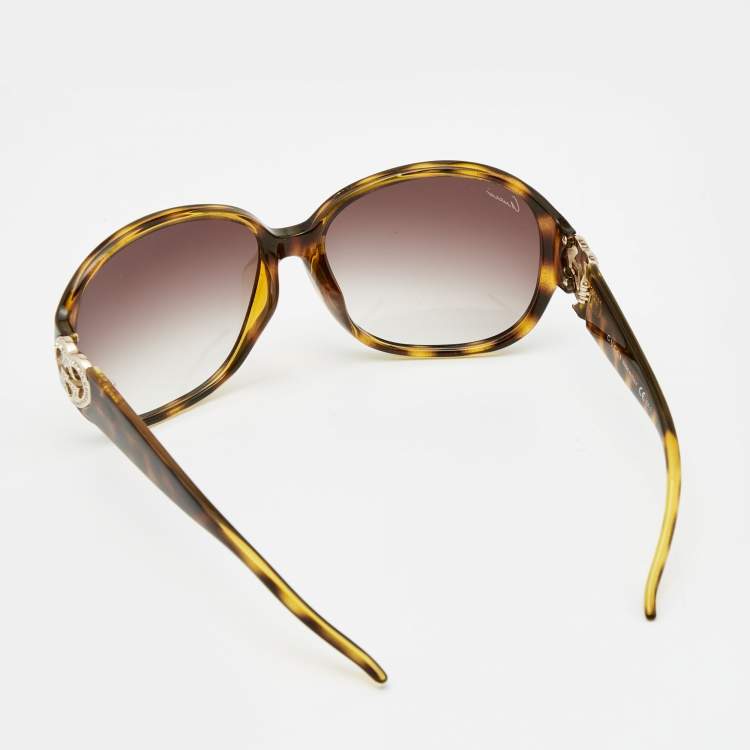 Pre Owned Gucci Brown Tortoise GG3530F/S Oversized Sunglasses
