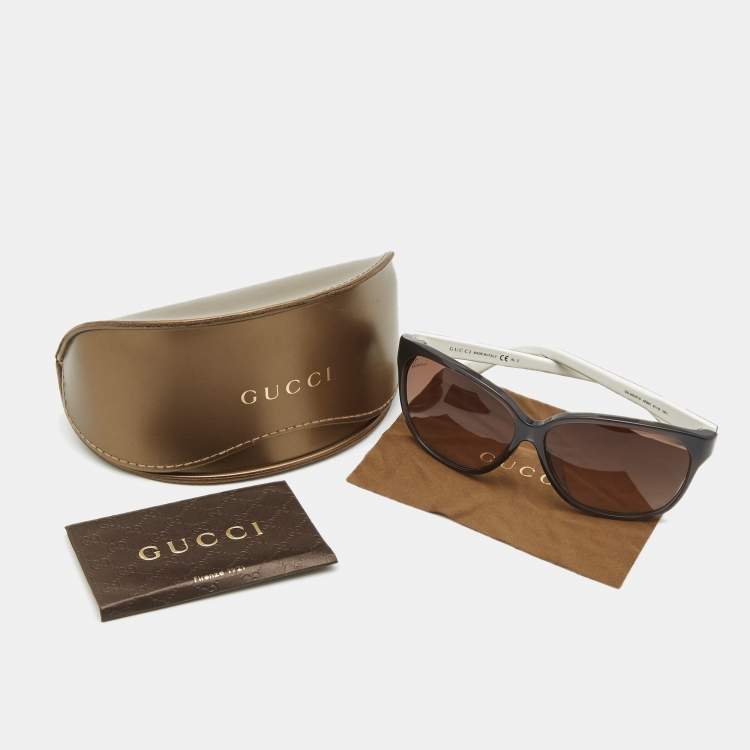 Pre Owned Gucci White/Black GG3551F/S Gradient Oversized Sunglasses