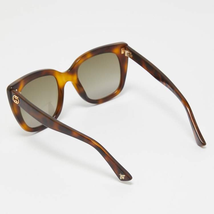 Pre Owned Gucci Brown Havana/ Brown Gradient GG0163S Oversized Sunglasses