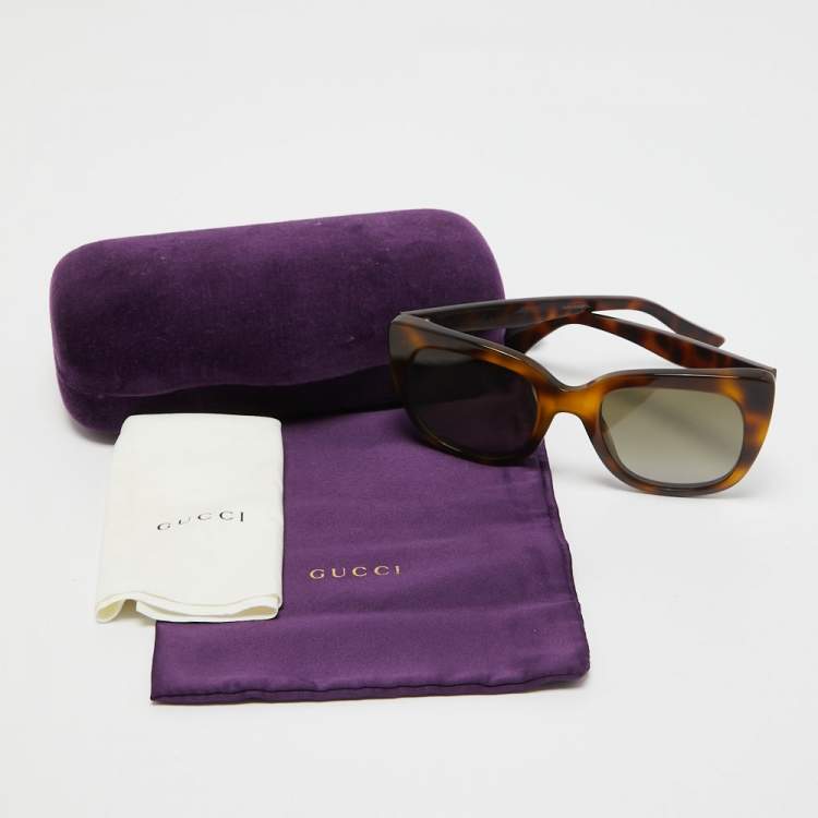 Pre Owned Gucci Brown Havana/ Brown Gradient GG0163S Oversized Sunglasses