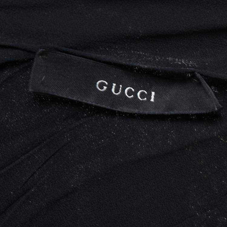 Pre Owned Gucci Black GG Lurex Woven Silk Cashmere Scarf 