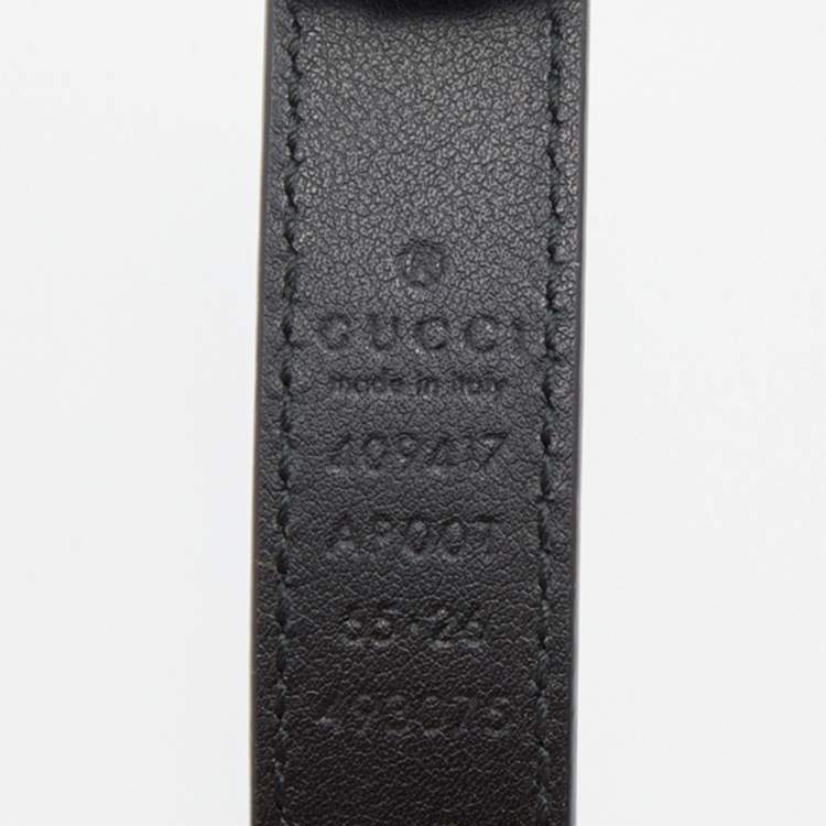Pre Owned Gucci Black Leather Double G Buckle Belt 65 CM