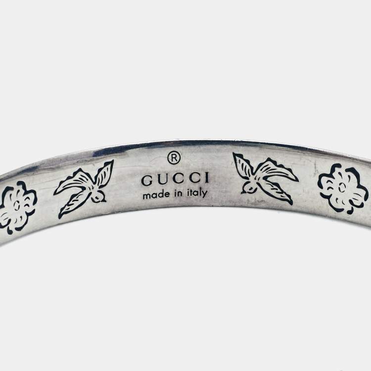 Pre Owned Gucci Blind for Love Sterling Silver Cuff Bracelet