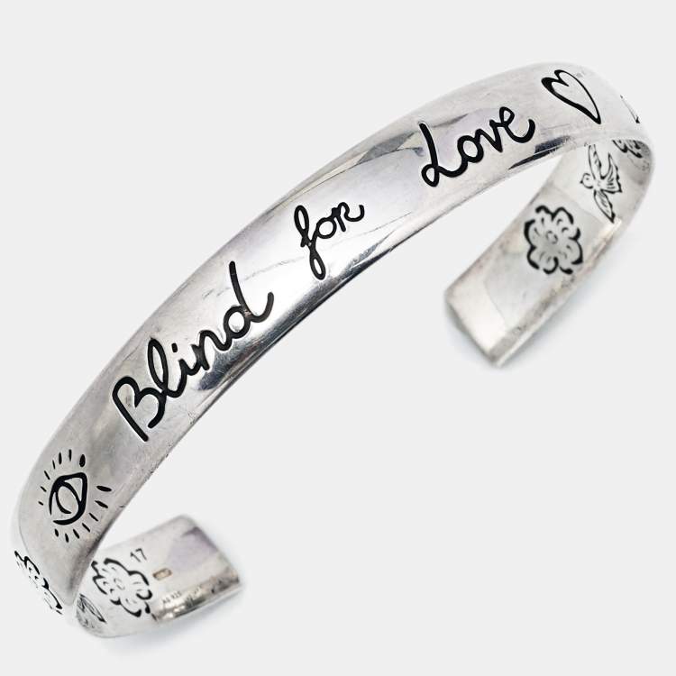 Pre Owned Gucci Blind for Love Sterling Silver Cuff Bracelet