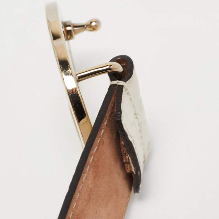 Pre Owned Gucci White Guccissima Leather Interlocking G Buckle Belt 80CM