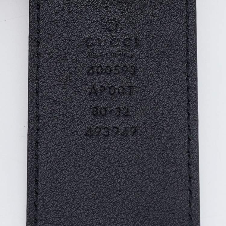 Pre Owned Gucci Black Leather GG Marmont Buckle Belt 80CM