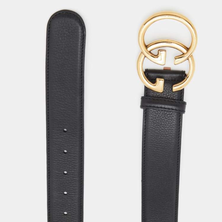 Leather belt with Double G buckle