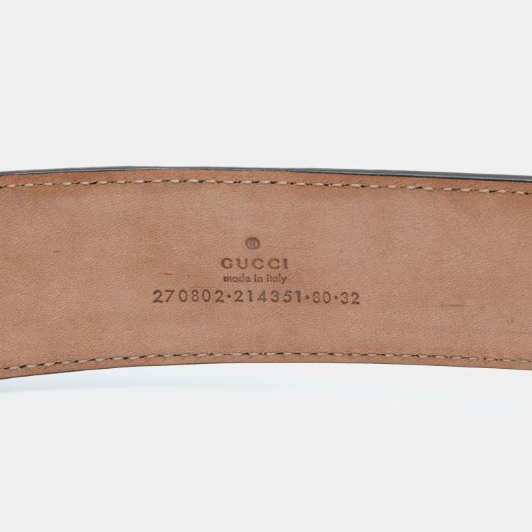 Pre Owned Gucci Black Leather Double G Buckle Belt 80CM