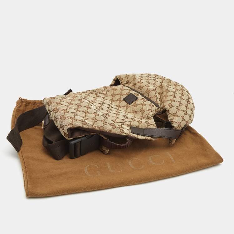 Pre Owned Gucci Brown Monogram Canvas And Leather Baby Carrier 