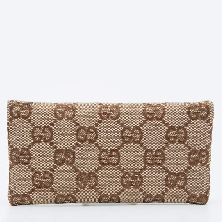 Pre Owned Gucci Beige/Blue GG Canvas and Leather Tissue Pouch