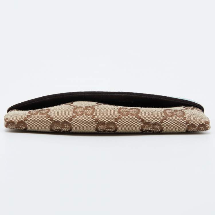 Pre Owned Gucci Beige/Blue GG Canvas and Leather Tissue Pouch
