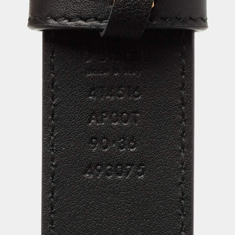Pre Owned Gucci Black Leather GG Marmont Belt 90CM