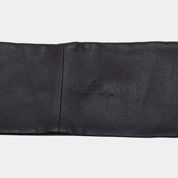 Pre Owned Gucci Black Leather Bamboo Accent Wide Waist Belt Size 65