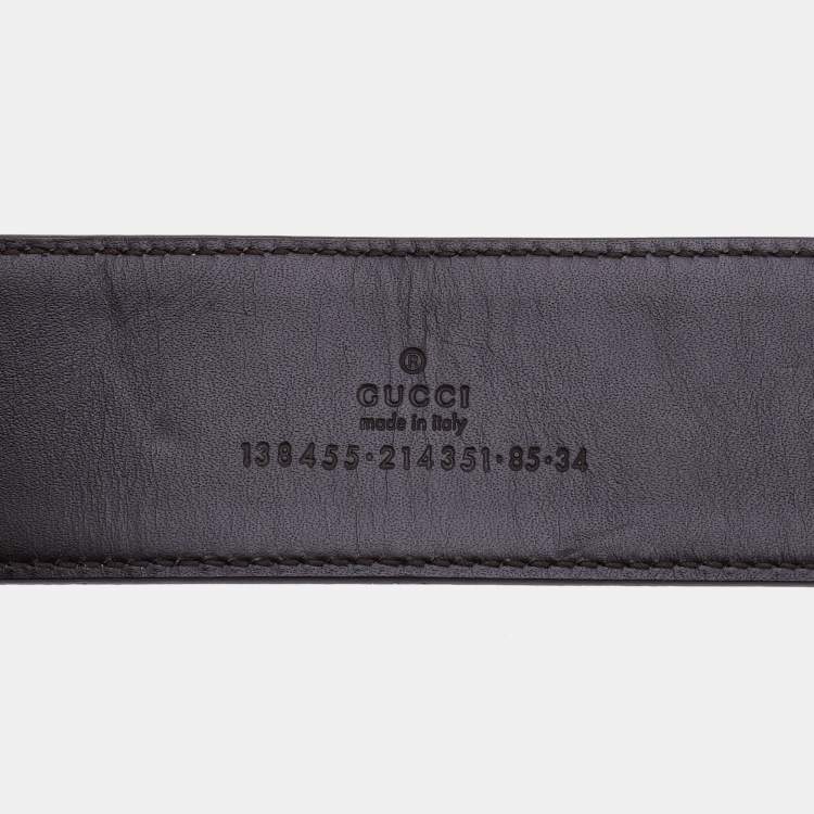 Pre Owned Gucci Beige/Pink GG Canvas and Leather Interlocking G Buckle Belt 85CM