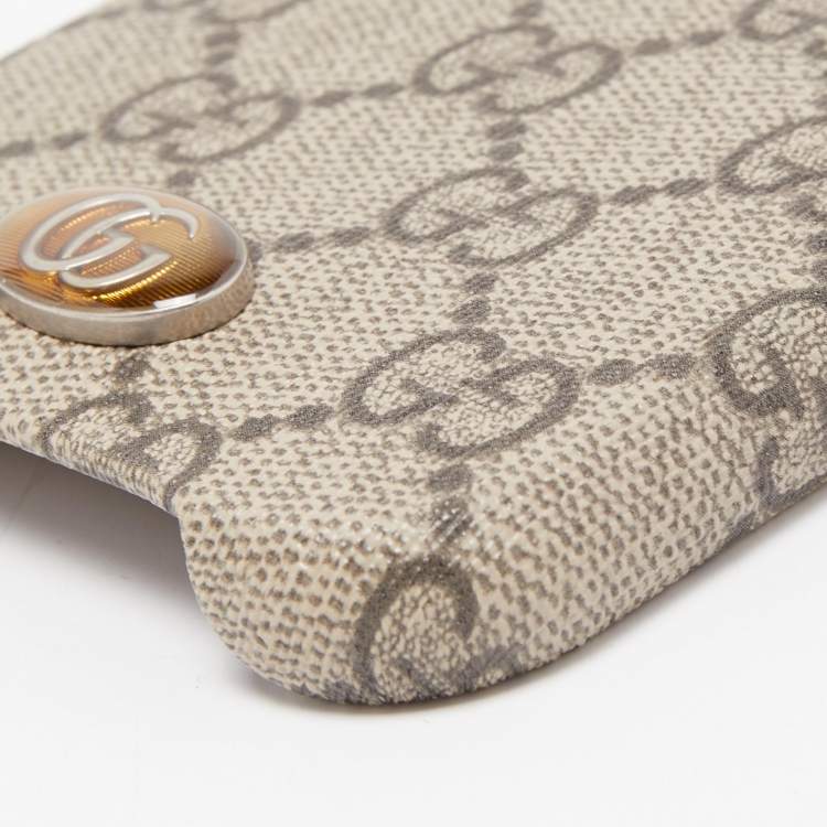 Pre Owned Gucci Beige GG Supreme Canvas Ophidia iPhone 12 Pro Max Cover