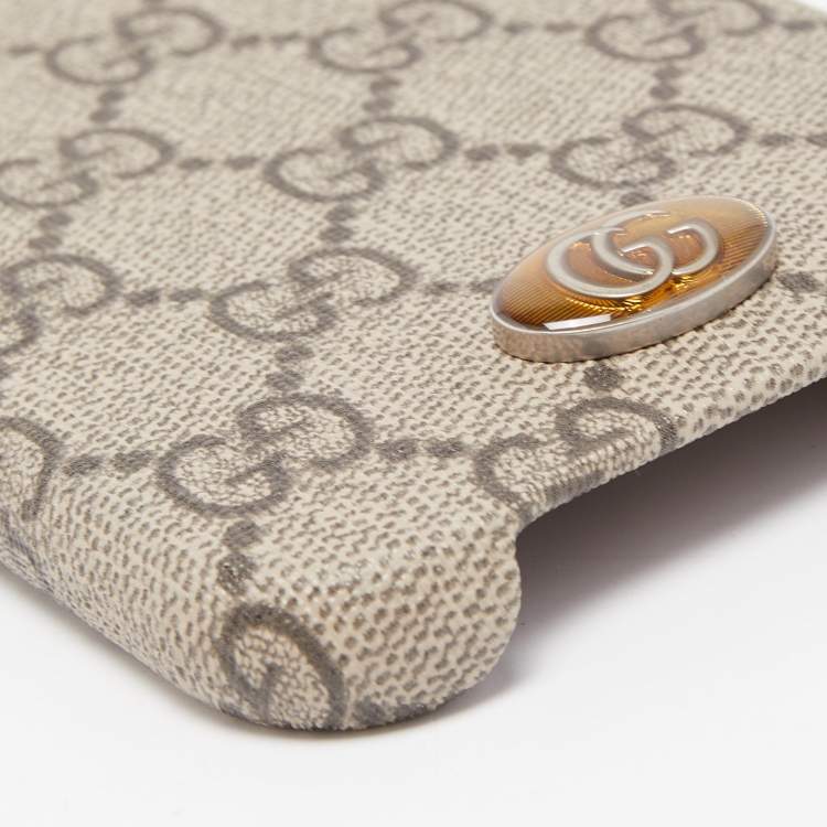 Pre Owned Gucci Beige GG Supreme Canvas Ophidia iPhone 12 Pro Max Cover