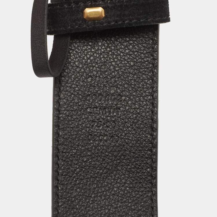 مملوكة مسبقًا Gucci Black Suede Leaf Clover Interlocking G Belt 75CM