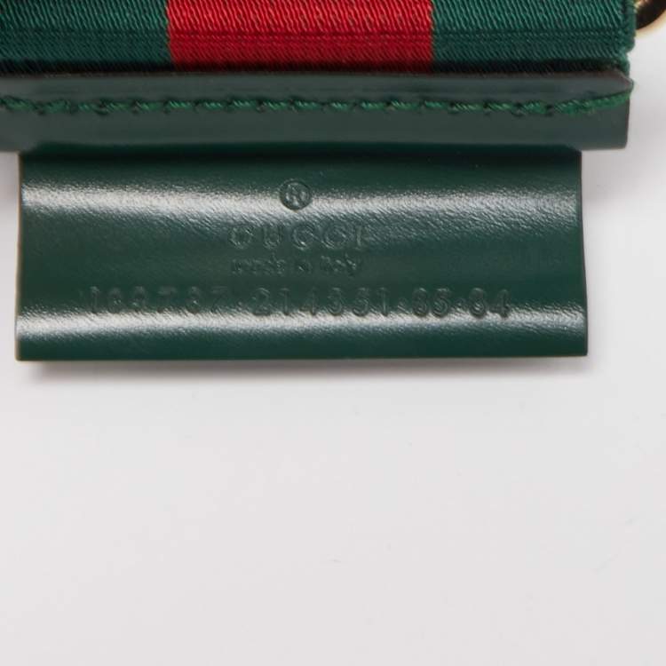 Pre Owned Gucci Green/Red Web Elastic Band Hysteria Belt 85CM