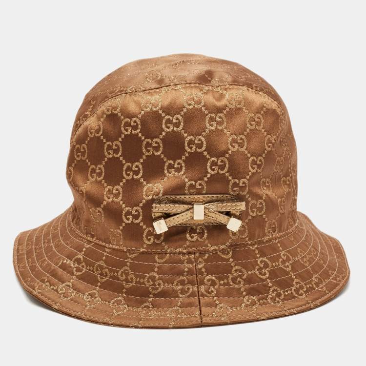 Gucci Brown/Gold Guccissima Satin Bucket Hat Gucci
