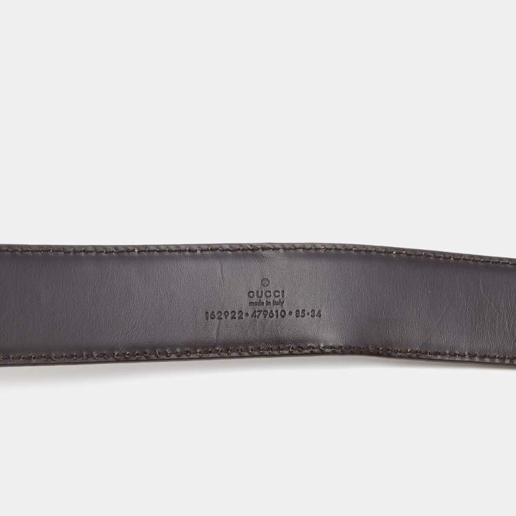 Pre Owned Gucci Silver Guccissima Leather Interlocking G Buckle Belt 85CM