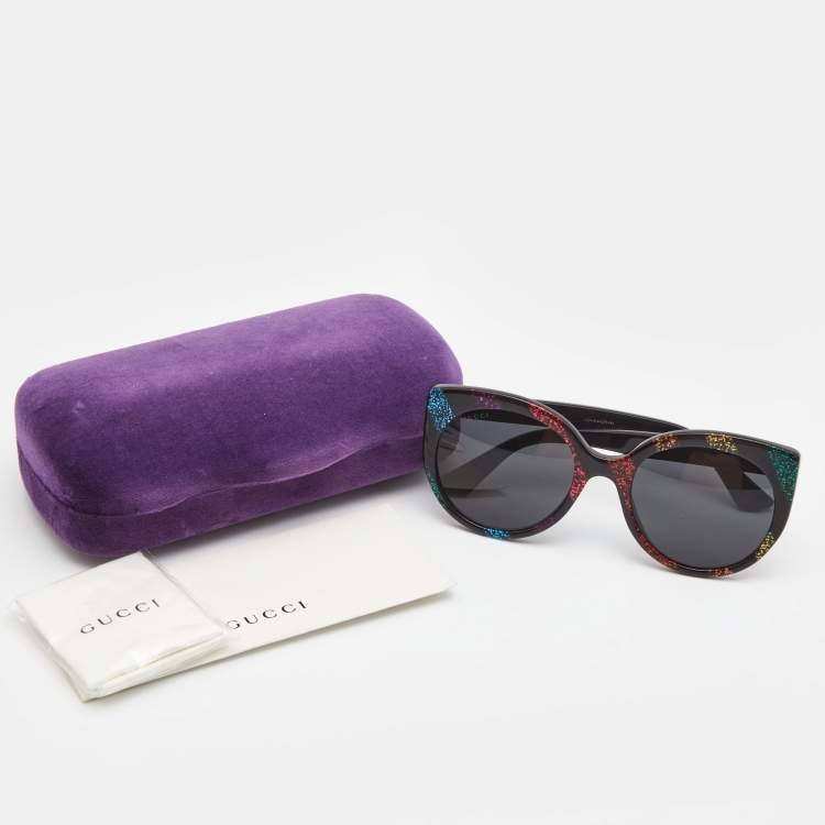 Pre Owned Gucci Multicolor Glitter Interlocking G Cat Eye Sunglasses