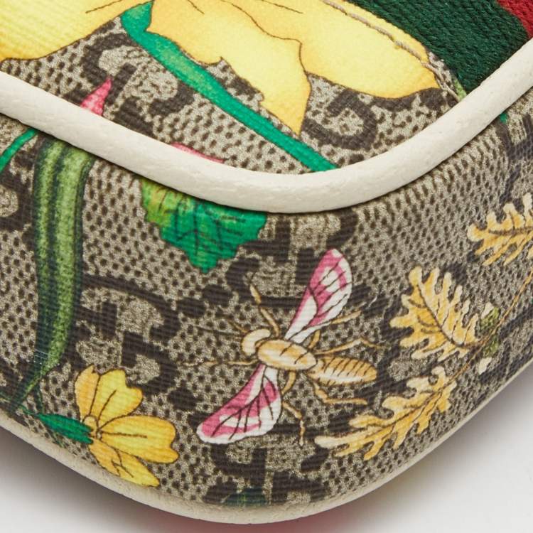 Pre Owned Gucci Beige GG Supreme Ophidia Floral Phone Crossbody Bag