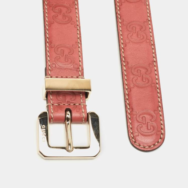 مملوكة مسبقًا Gucci Mauve Leather Guccissima Belt 95 CM