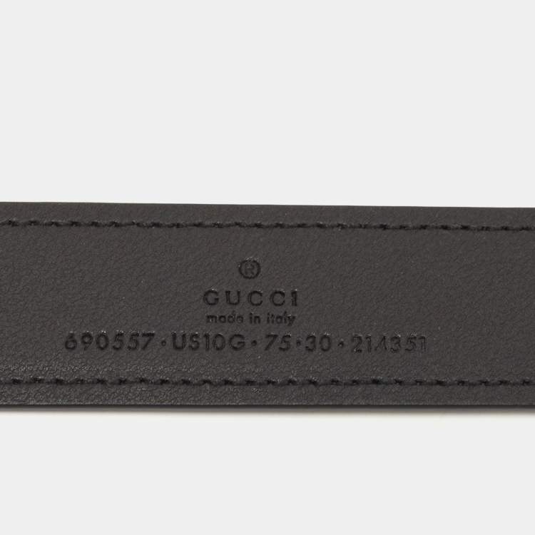 Pre Owned Gucci Black Leather Interlocking G Buckle 75CM