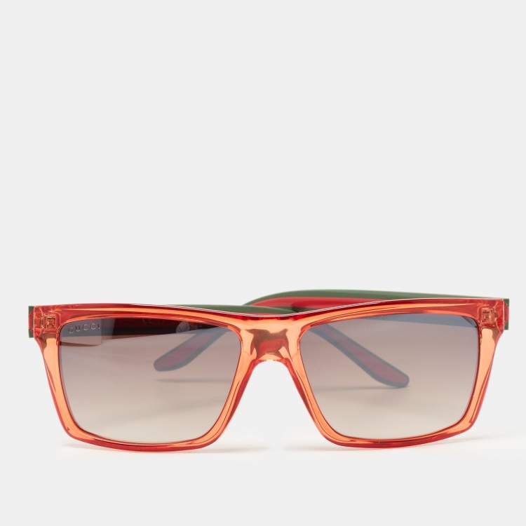 Gucci Red/Brown Gradient GG1013 Rectangle Sunglasses Gucci