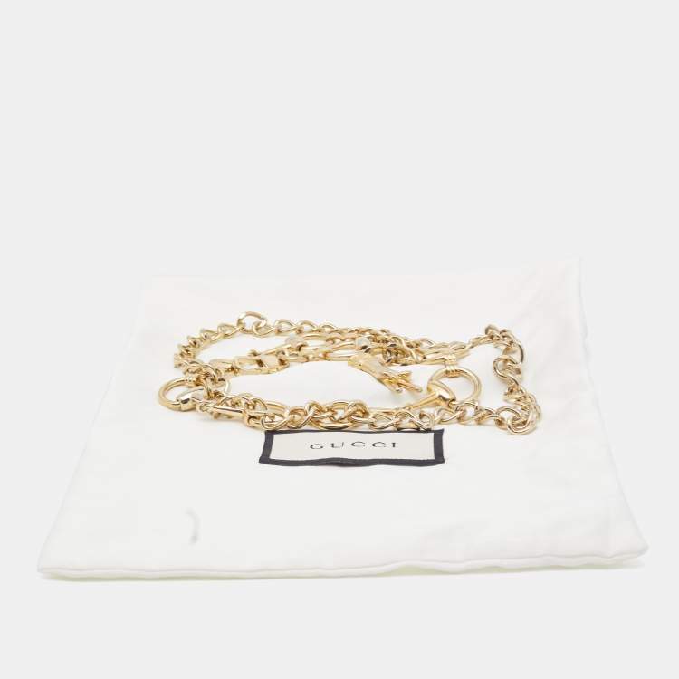 Pre Owned Gucci Gold Tone Horsebit Chain Belt