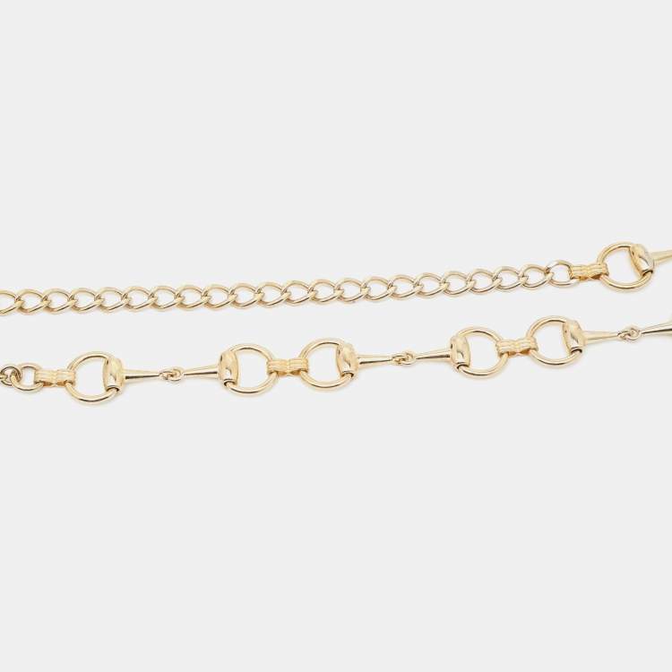 Pre Owned Gucci Gold Tone Horsebit Chain Belt