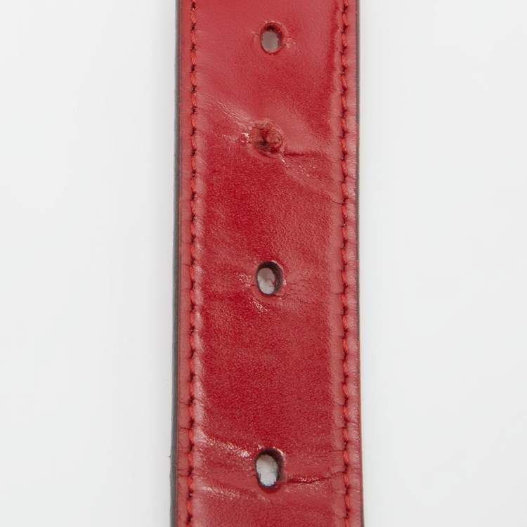 Pre Owned Gucci Red Leather Torchon Chain GG Buckle Belt 95CM
