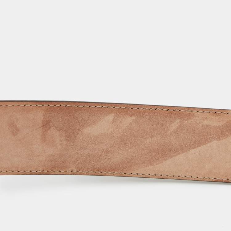 Pre Owned Gucci Ecru Guccissima Leather Interlocking GG Buckle Belt 80cm