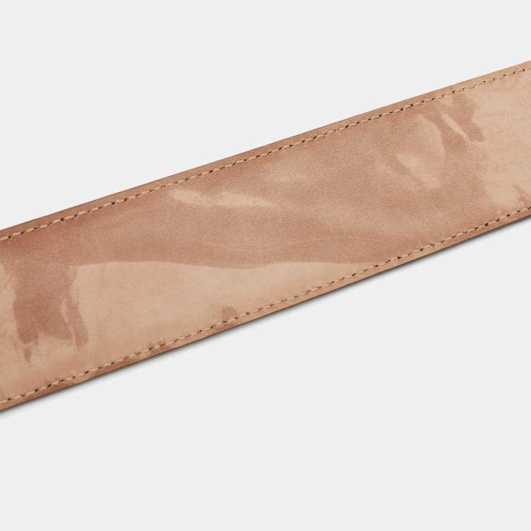 Pre Owned Gucci Ecru Guccissima Leather Interlocking GG Buckle Belt 80cm