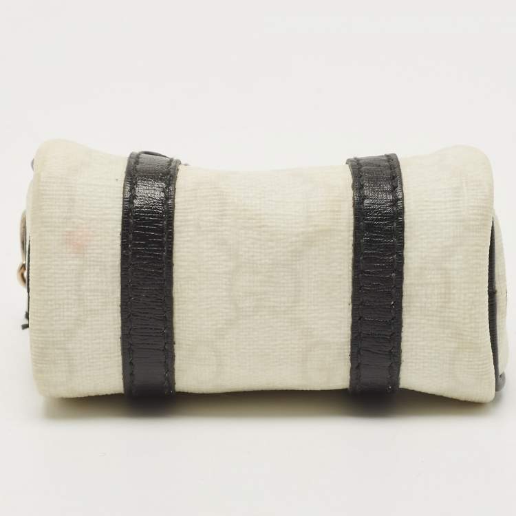 Pre Owned Gucci White/Black GG Supreme Canvas and Leather Boston Bag Charm