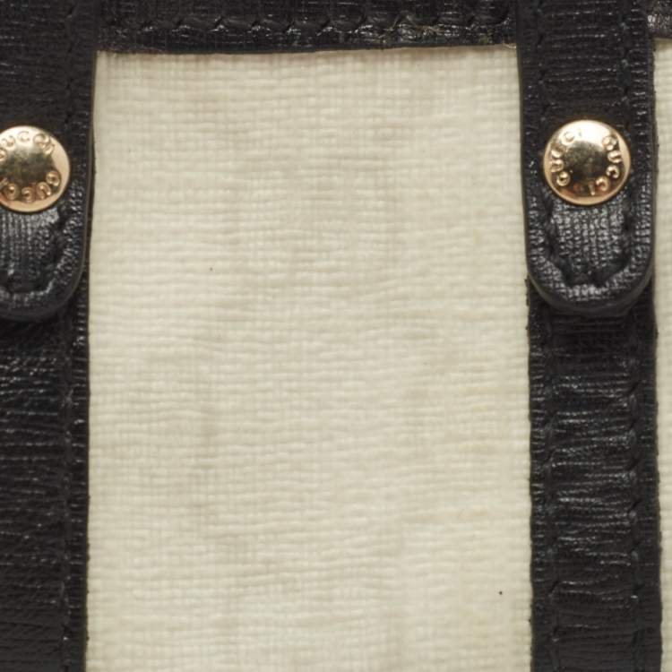 Pre Owned Gucci White/Black GG Supreme Canvas and Leather Boston Bag Charm