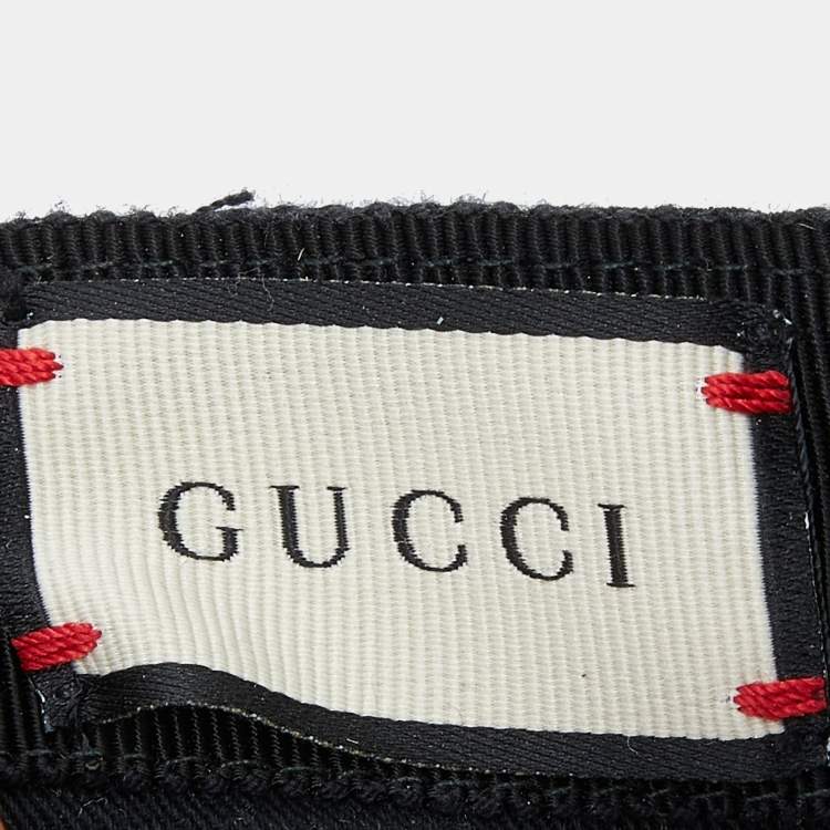 Pre Owned Gucci Black Logo Monogram Web Stripe Detail Canvas Baseball Cap L